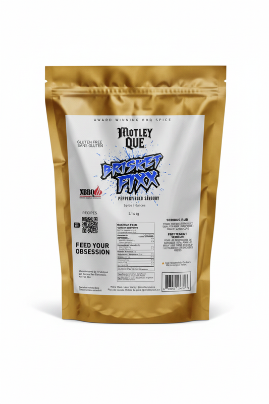 Brisket Fixx on gold bag