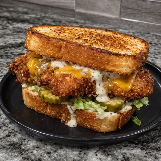 Crispy Chicken Ranch Melt on Texas Toast