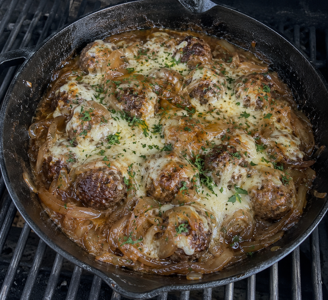 Smoked French Onion Meatballs