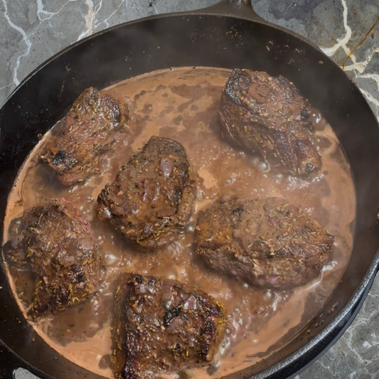 Pan Seared Elk with Red Wine Sauce