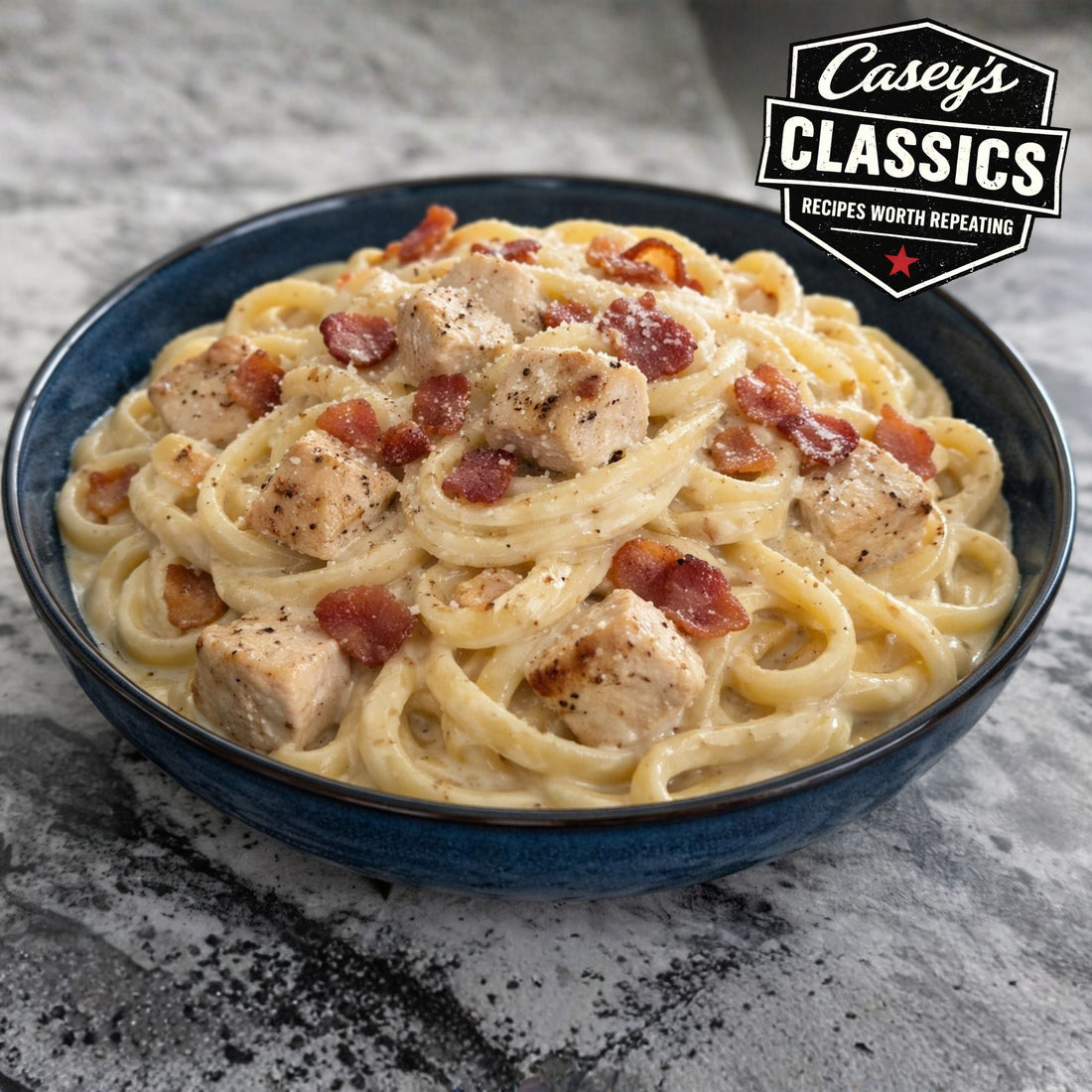 Homemade Chicken & Bacon Fettuccine Alfredo Recipe