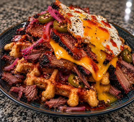 Kansas-Inspired Brisket Cornbread Waffles