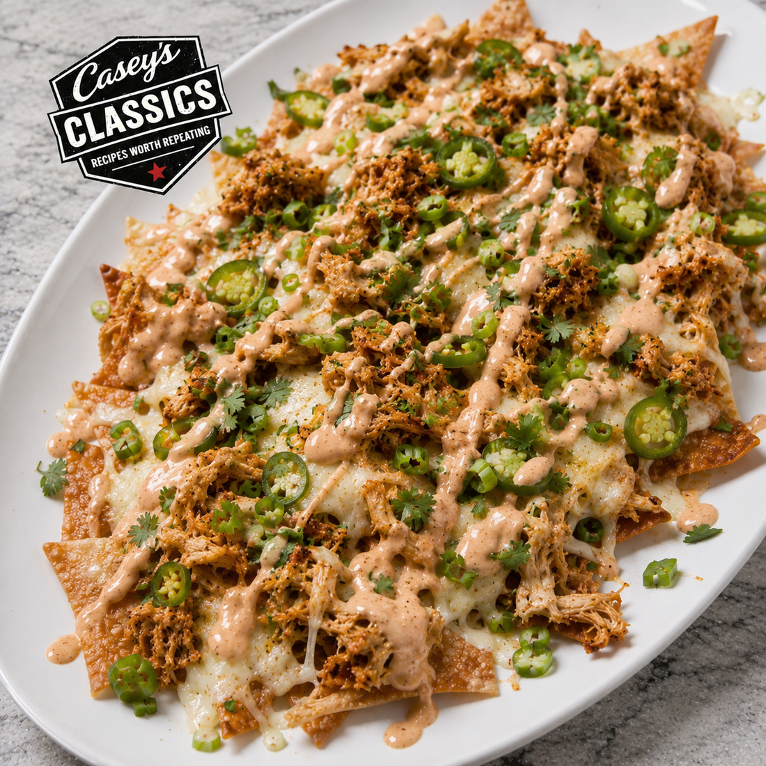 Wonton Nachos with Chicken & Raspberry Chipotle Aioli