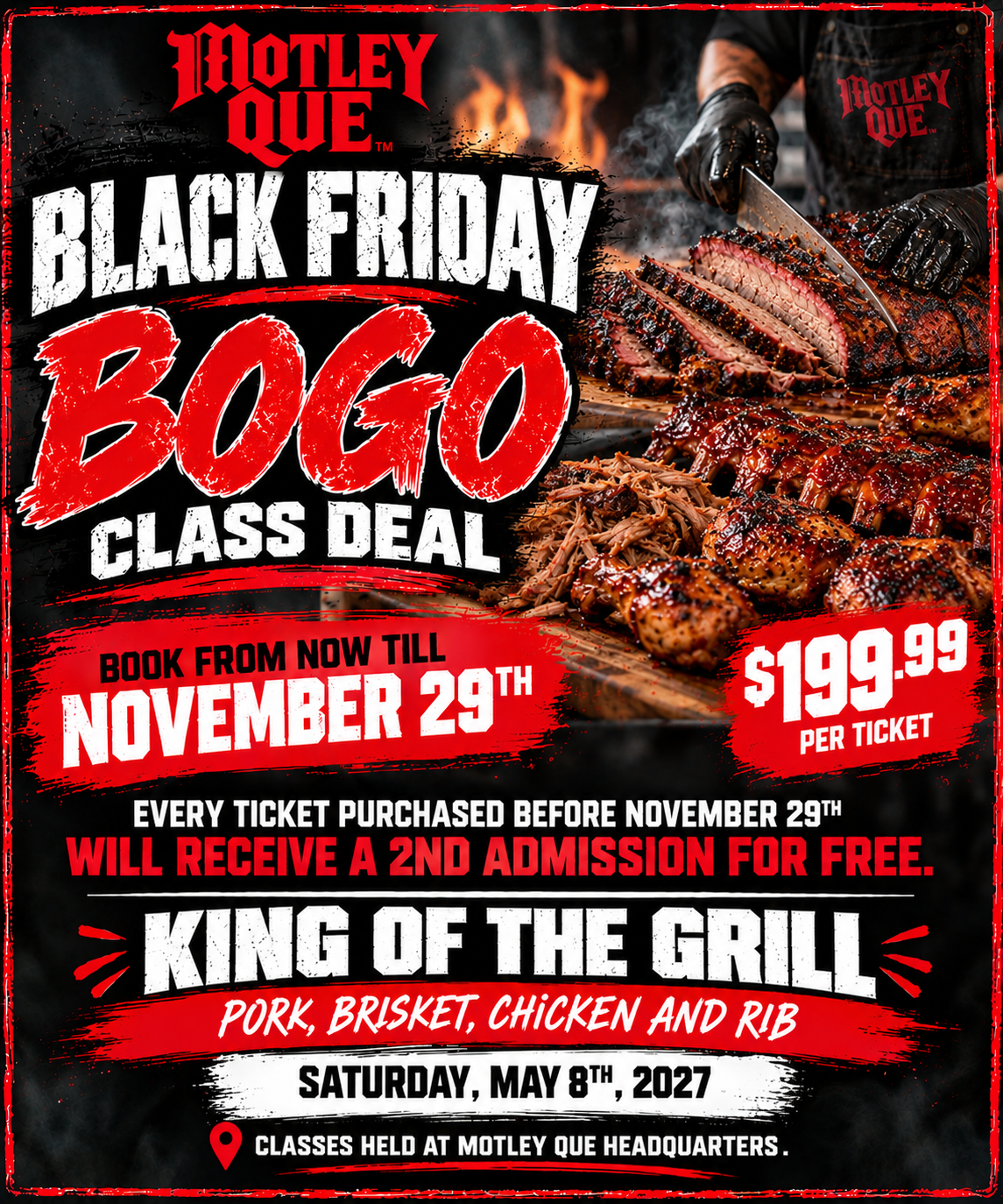King of the Grill – Full-Day Hands-On BBQ Class | May 8, 2027